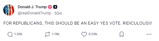 特朗普“大漂亮法案”在众议院受阻!五名共和党反对,另有八人未投票