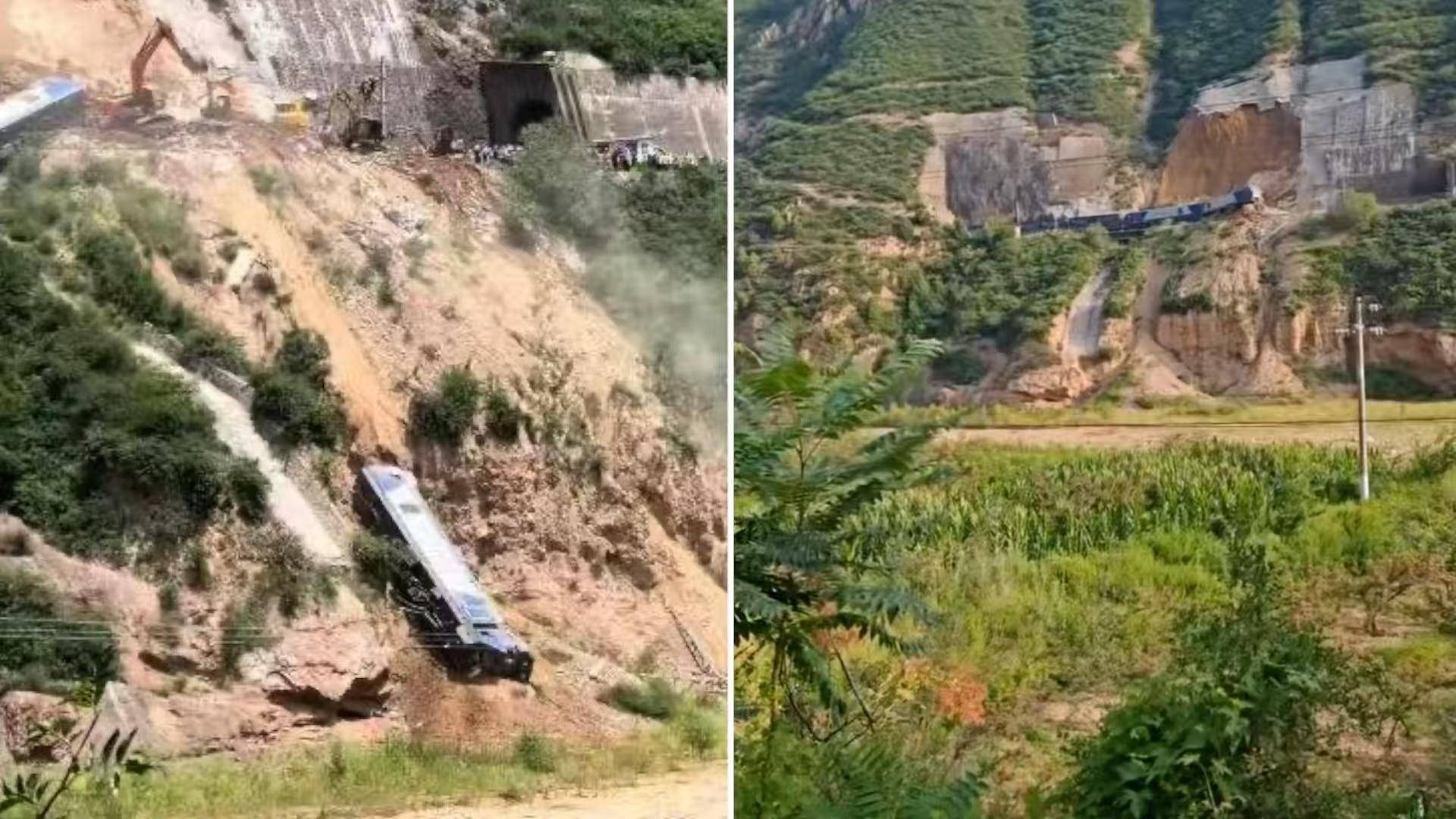 山体塌方致陇海铁路货运机车脱线，事发地政府：司机擦伤，上千人参与抢修